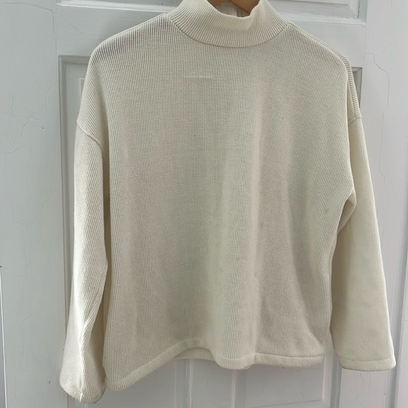 Madewell Mockneck button-back top in cream - Picture 1 of 8